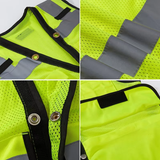 MAM-Large Pocket Advanced Reflective Safety Vest Summer Breathable Mesh Traffic Reflective Clothing